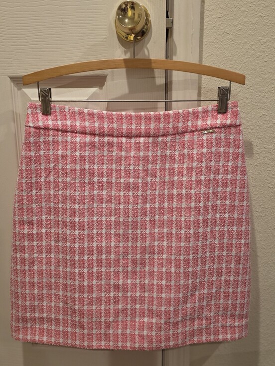 Nine West Dresses & Skirts - Nine West Pink & White Plaid Tweed Mini Skirt - Preppy A-Line Bouclé Skirt